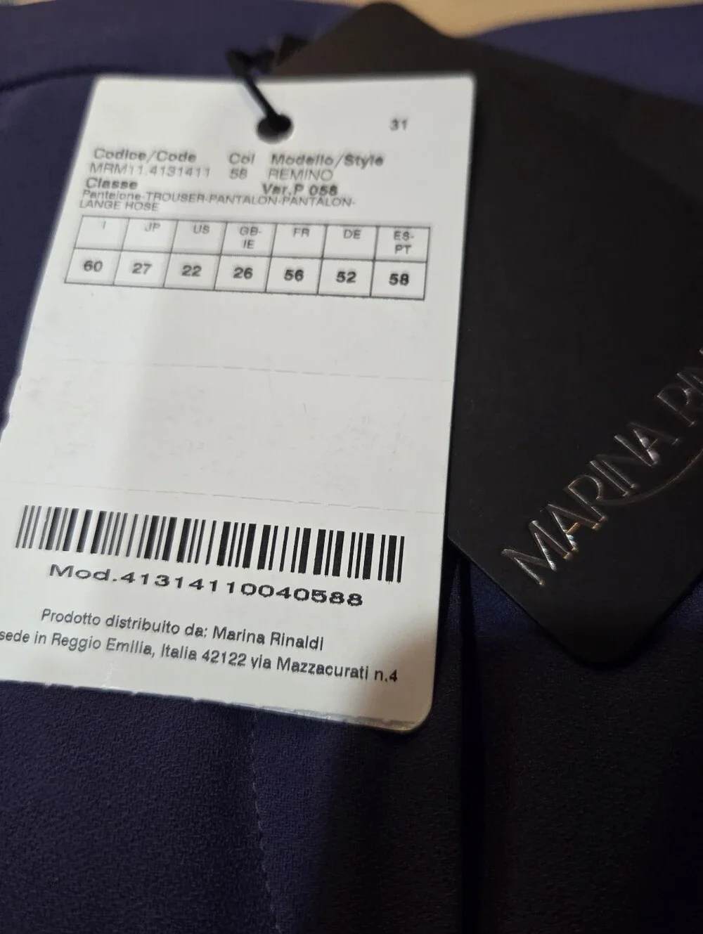 Marina Rinaldi Navy Wide-Leg Trousers